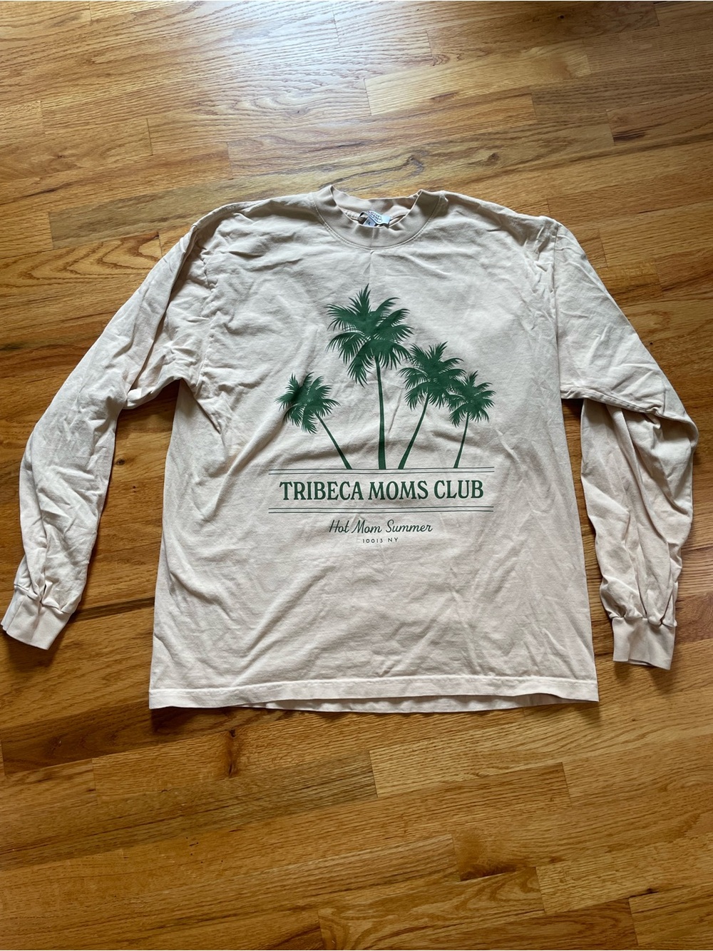Long Sleeve Shirt - Cream with Green Palm Print